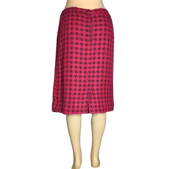 Liz MoOdy Pink Red and Black Checkered Luxury Skirt Size 14 - Picture 2 of 16